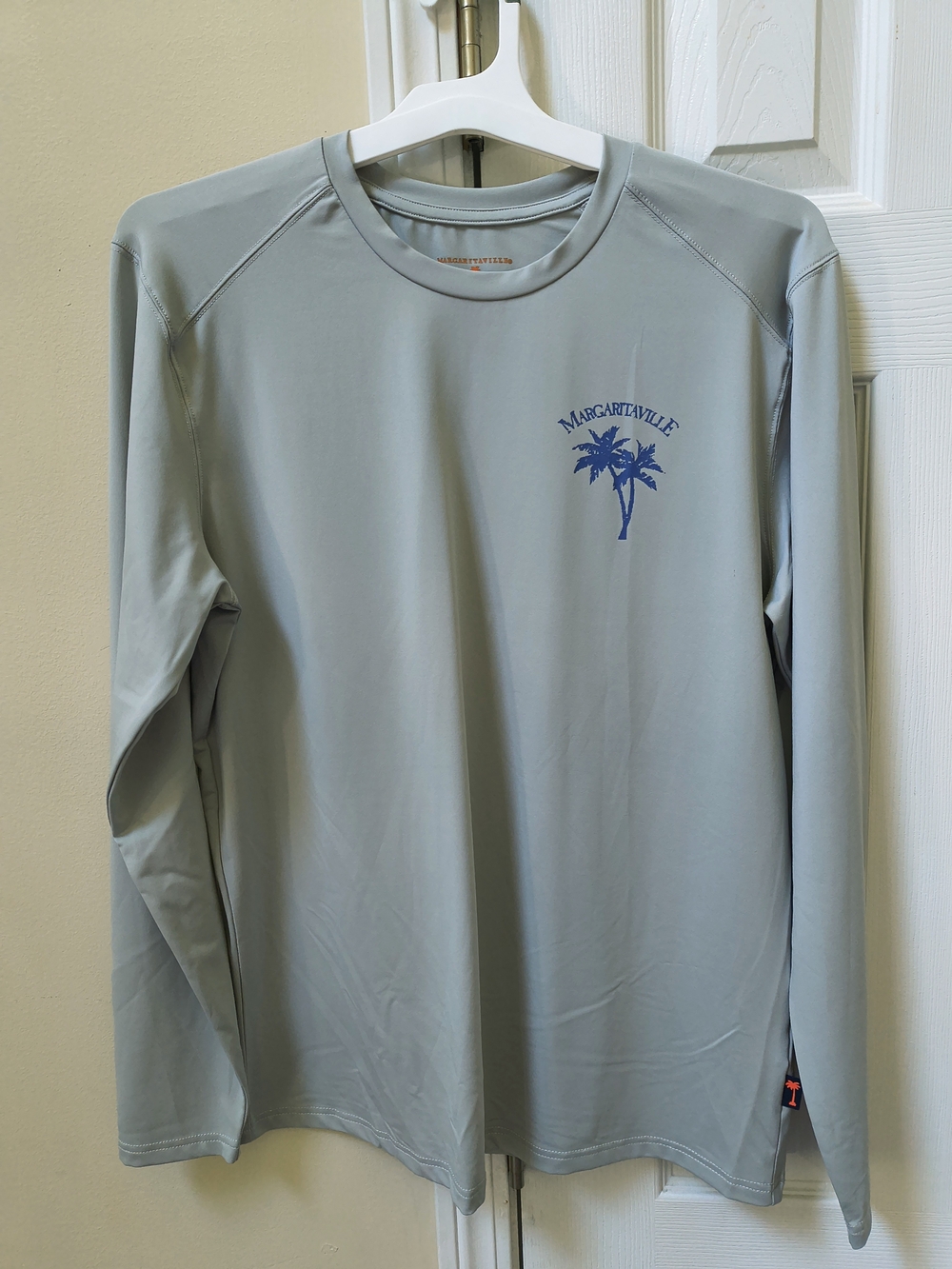 Margaritaville Light Gray Long-Sleeve Performance Tee with Blue Palm
